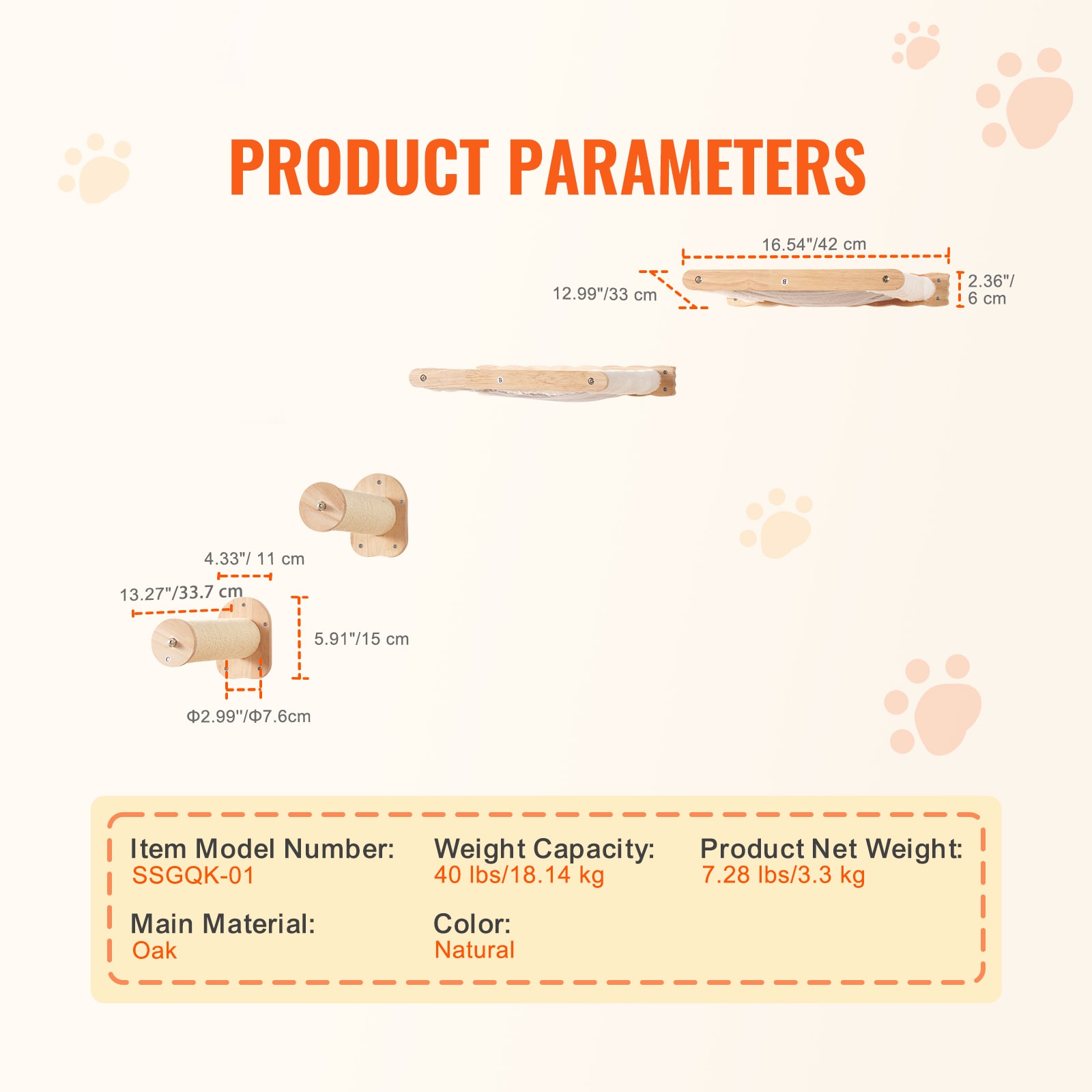 Wall Mounted Cat Shelves With 2 Jumping Posts & 2 Hammocks Up To 40 Lbs_voghion.com